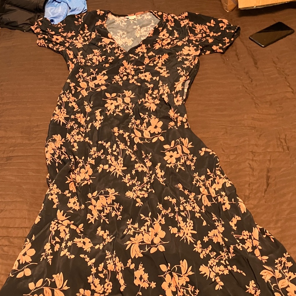 A New Day Black and Peach Floral Dress